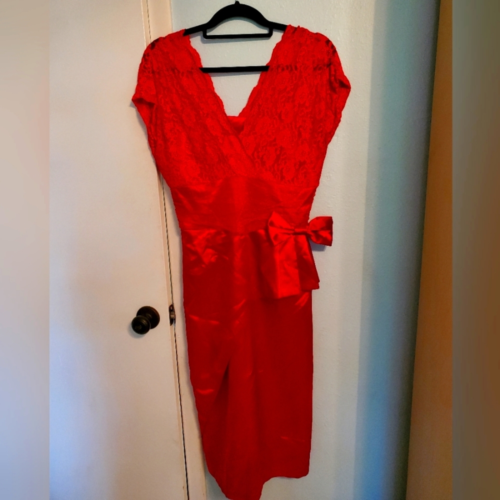 Bettie Page pin-up dress, red, size L